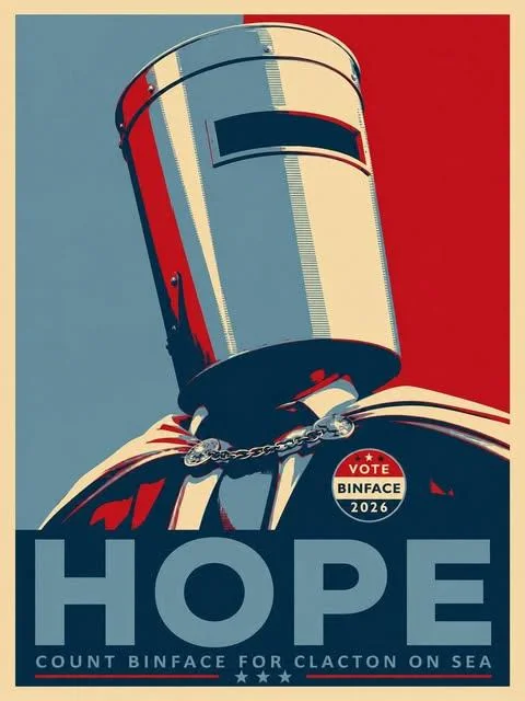 Count Binface HOPE campaign poster — Vote Binface 2026, Count Binface for Clacton-on-Sea